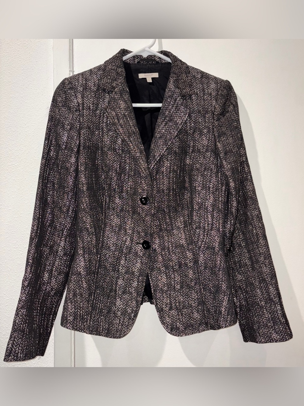 Santorelli Black and Gray Patterned Women's Blazer